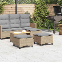 Produktbild för Trädgårdspallar med dynor 2 st, beige 55x55x36 cm konstrotting