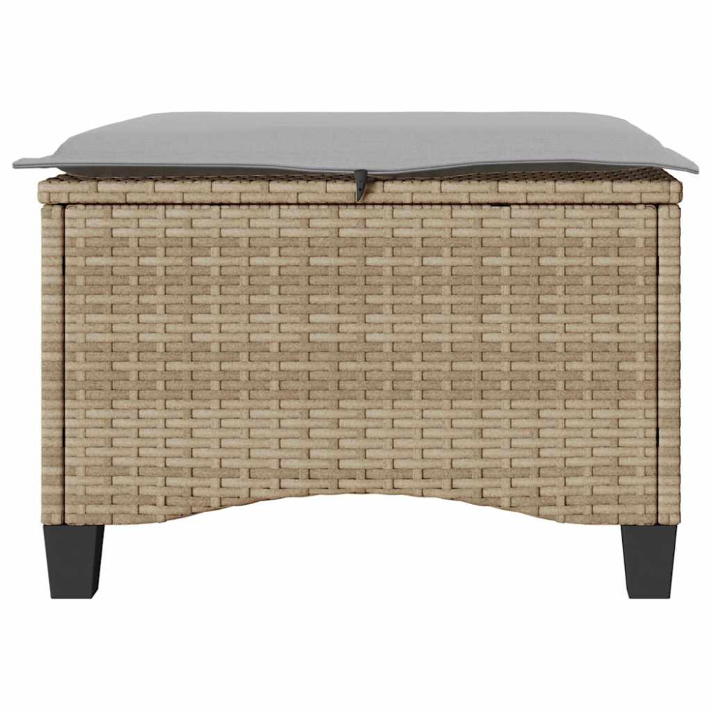 Produktbild för Trädgårdspallar med dynor 2 st, beige 55x55x36 cm konstrotting