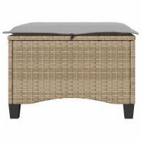 Produktbild för Trädgårdspallar med dynor 2 st, beige 55x55x36 cm konstrotting