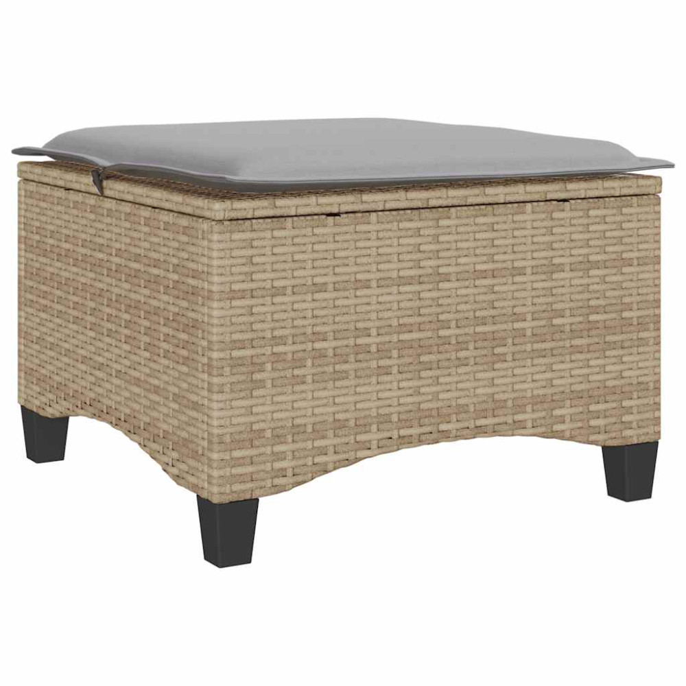 Produktbild för Trädgårdspallar med dynor 2 st, beige 55x55x36 cm konstrotting