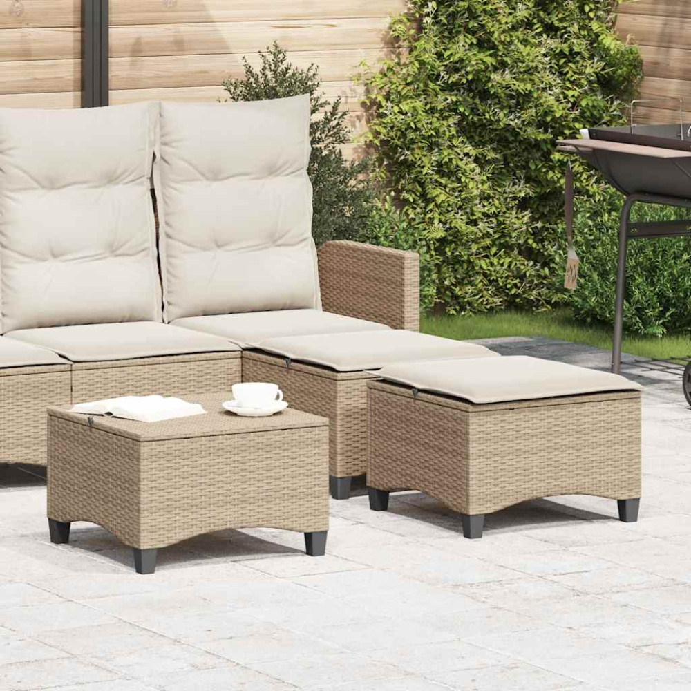 Produktbild för Trädgårdspallar med dynor 2 st, beige 55x55x36 cm konstrotting