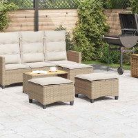 Produktbild för Trädgårdspallar med dynor 2 st, beige 55x55x36 cm konstrotting