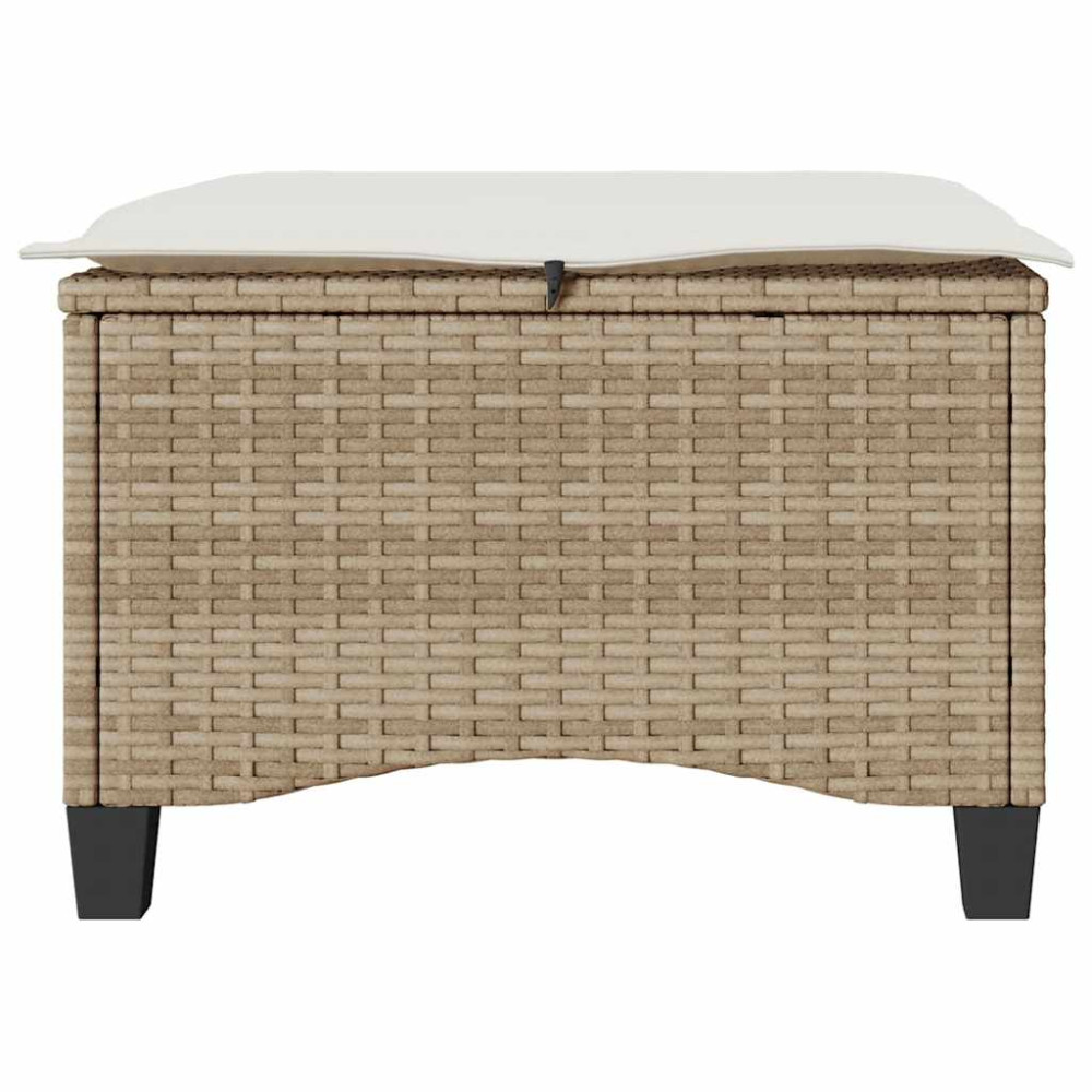 Produktbild för Trädgårdspallar med dynor 2 st, beige 55x55x36 cm konstrotting