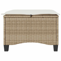 Produktbild för Trädgårdspallar med dynor 2 st, beige 55x55x36 cm konstrotting