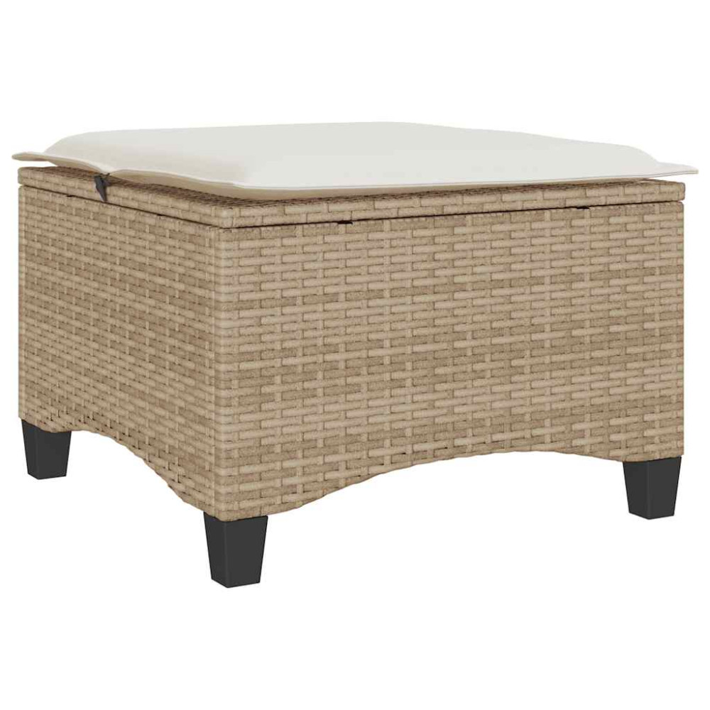 Produktbild för Trädgårdspallar med dynor 2 st, beige 55x55x36 cm konstrotting