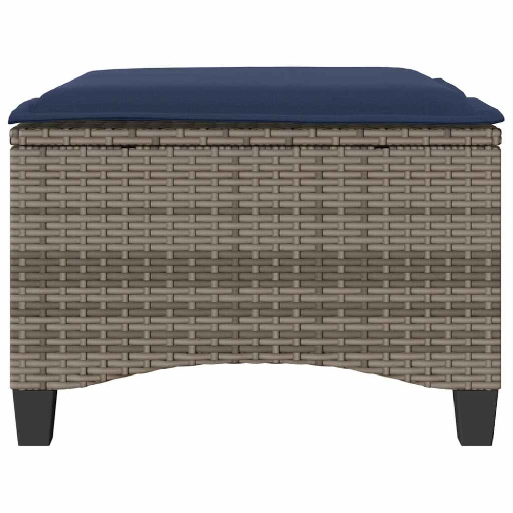Produktbild för Trädgårdspallar med dynor 2 st, grå 55x55x36 cm konstrotting