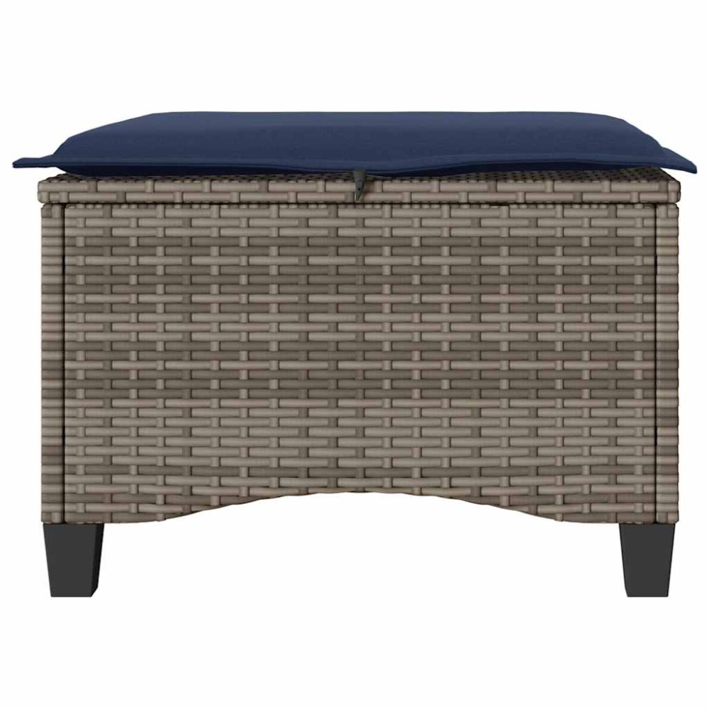 Produktbild för Trädgårdspallar med dynor 2 st, grå 55x55x36 cm konstrotting