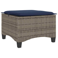 Produktbild för Trädgårdspallar med dynor 2 st, grå 55x55x36 cm konstrotting