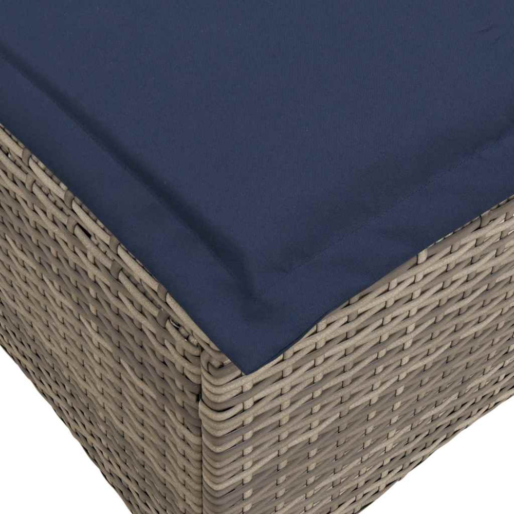 Produktbild för Trädgårdspallar med dynor 2 st, grå 55x55x36 cm konstrotting