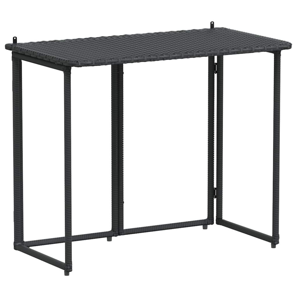 Produktbild för Hopfällbart trädgårdsbord svart 90x51x75 cm konstrotting