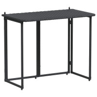 Produktbild för Hopfällbart trädgårdsbord svart 90x51x75 cm konstrotting
