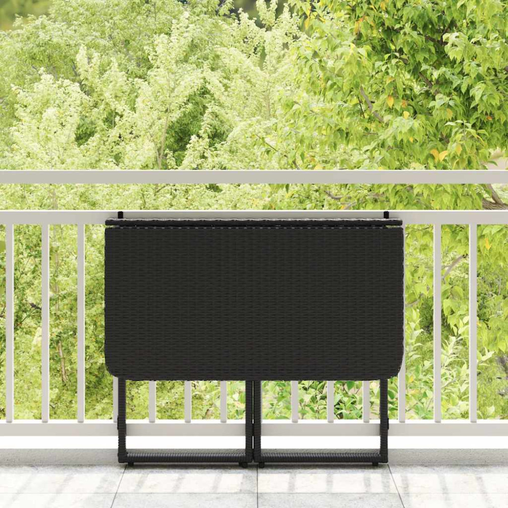 Produktbild för Hopfällbart trädgårdsbord svart 90x51x75 cm konstrotting