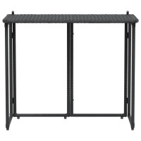 Produktbild för Hopfällbart trädgårdsbord svart 90x51x75 cm konstrotting