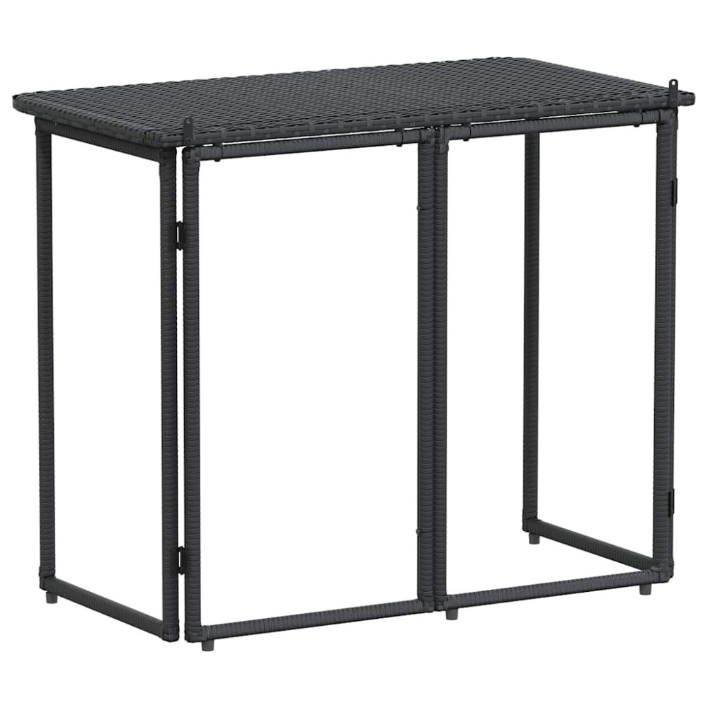 Produktbild för Hopfällbart trädgårdsbord svart 90x51x75 cm konstrotting