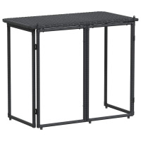 Produktbild för Hopfällbart trädgårdsbord svart 90x51x75 cm konstrotting