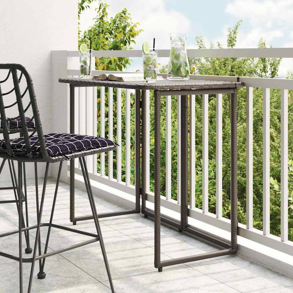 Produktbild för Hopfällbart trädgårdsbord brun 90x51x75 cm konstrotting