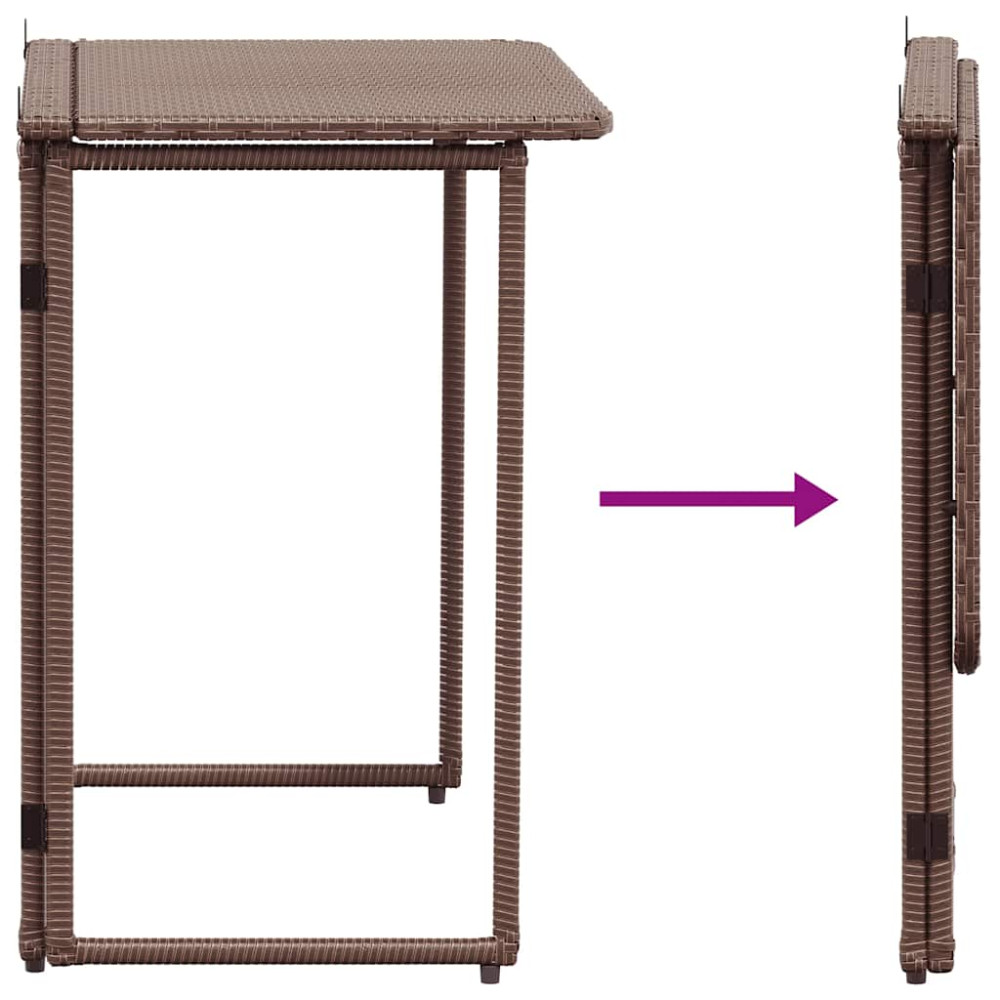 Produktbild för Hopfällbart trädgårdsbord brun 90x51x75 cm konstrotting
