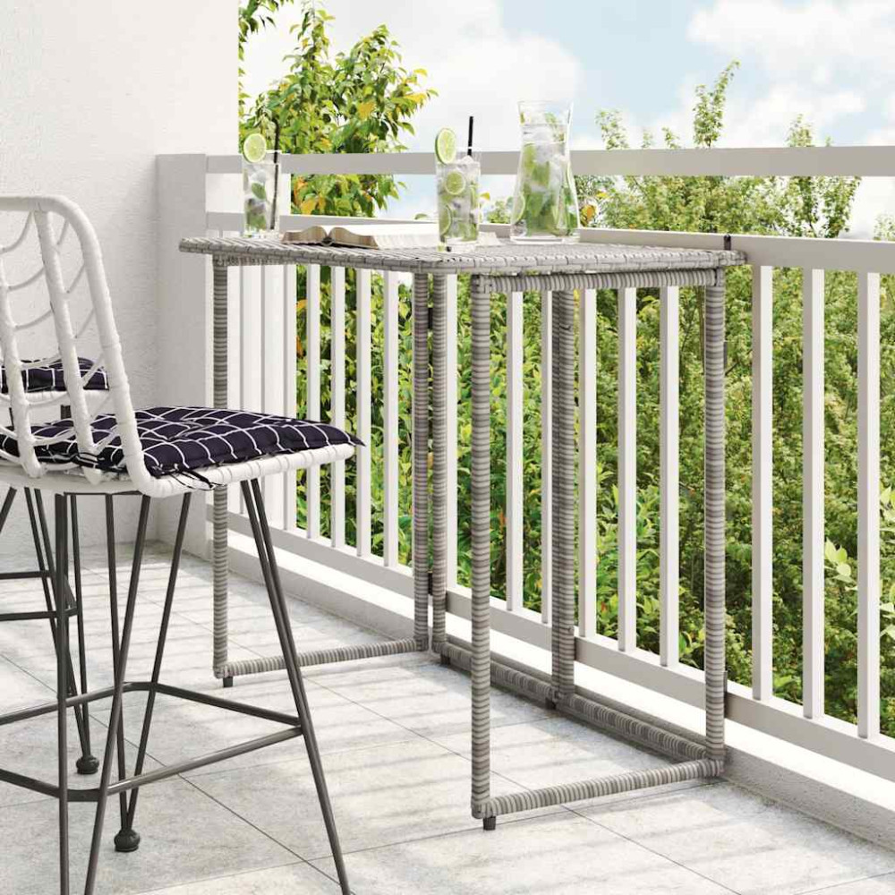Produktbild för Hopfällbart trädgårdsbord grå 90x51x75 cm konstrotting