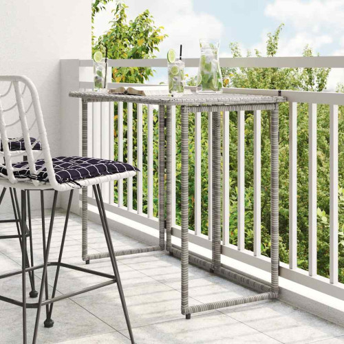 vidaXL Hopfällbart trädgårdsbord grå 90x51x75 cm konstrotting