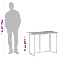 Produktbild för Hopfällbart trädgårdsbord grå 90x51x75 cm konstrotting
