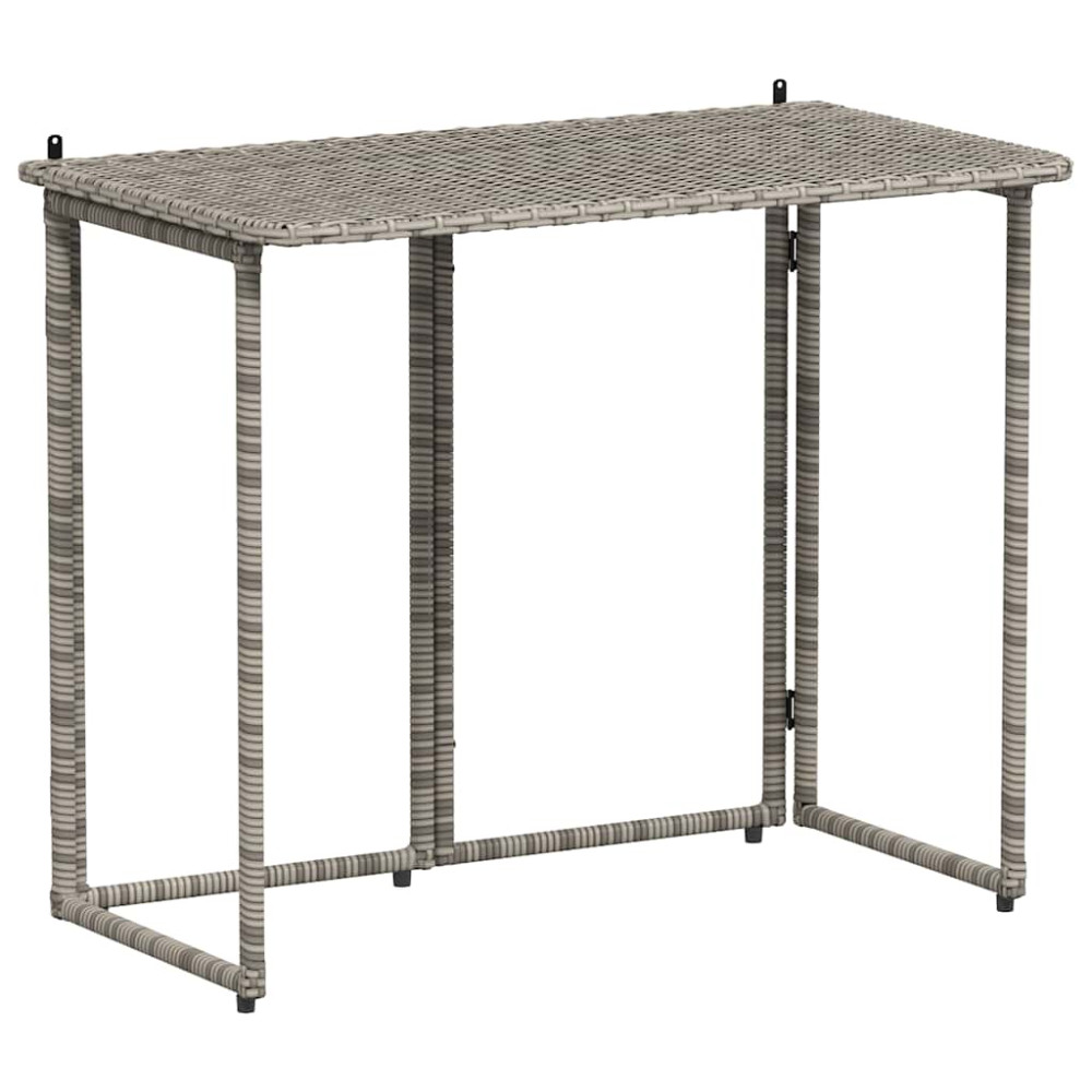 Produktbild för Hopfällbart trädgårdsbord grå 90x51x75 cm konstrotting