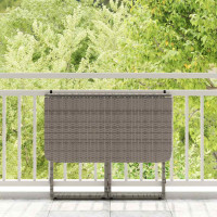 Produktbild för Hopfällbart trädgårdsbord grå 90x51x75 cm konstrotting