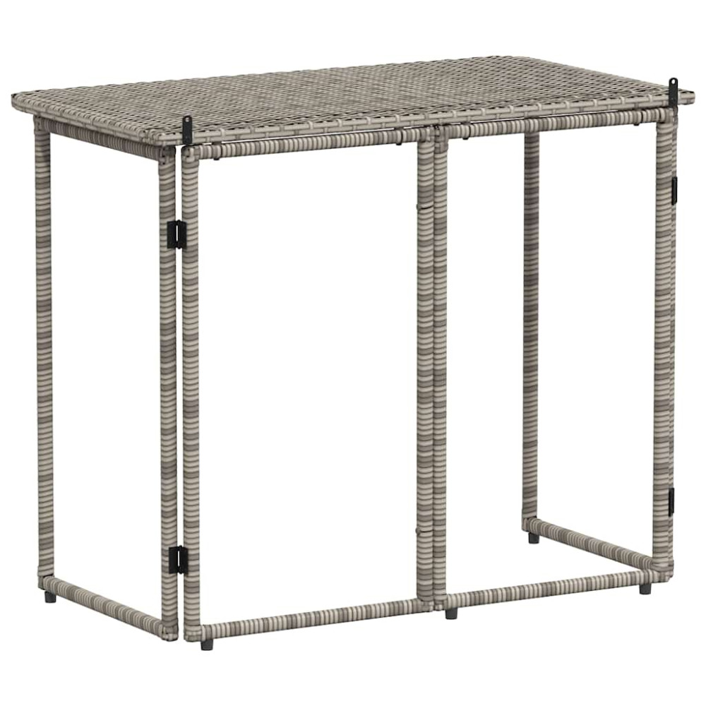 Produktbild för Hopfällbart trädgårdsbord grå 90x51x75 cm konstrotting