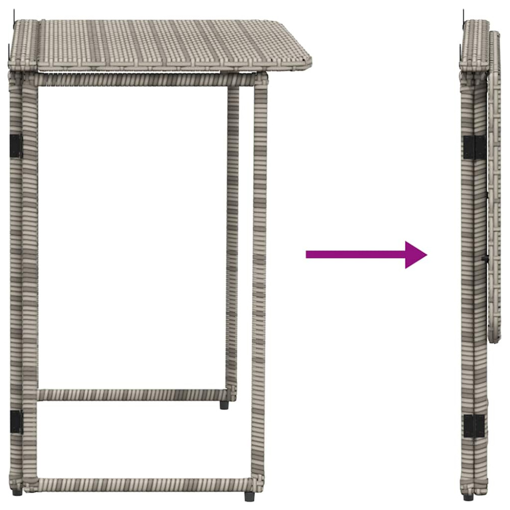 Produktbild för Hopfällbart trädgårdsbord grå 90x51x75 cm konstrotting
