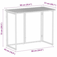 Produktbild för Hopfällbart trädgårdsbord grå 90x51x75 cm konstrotting