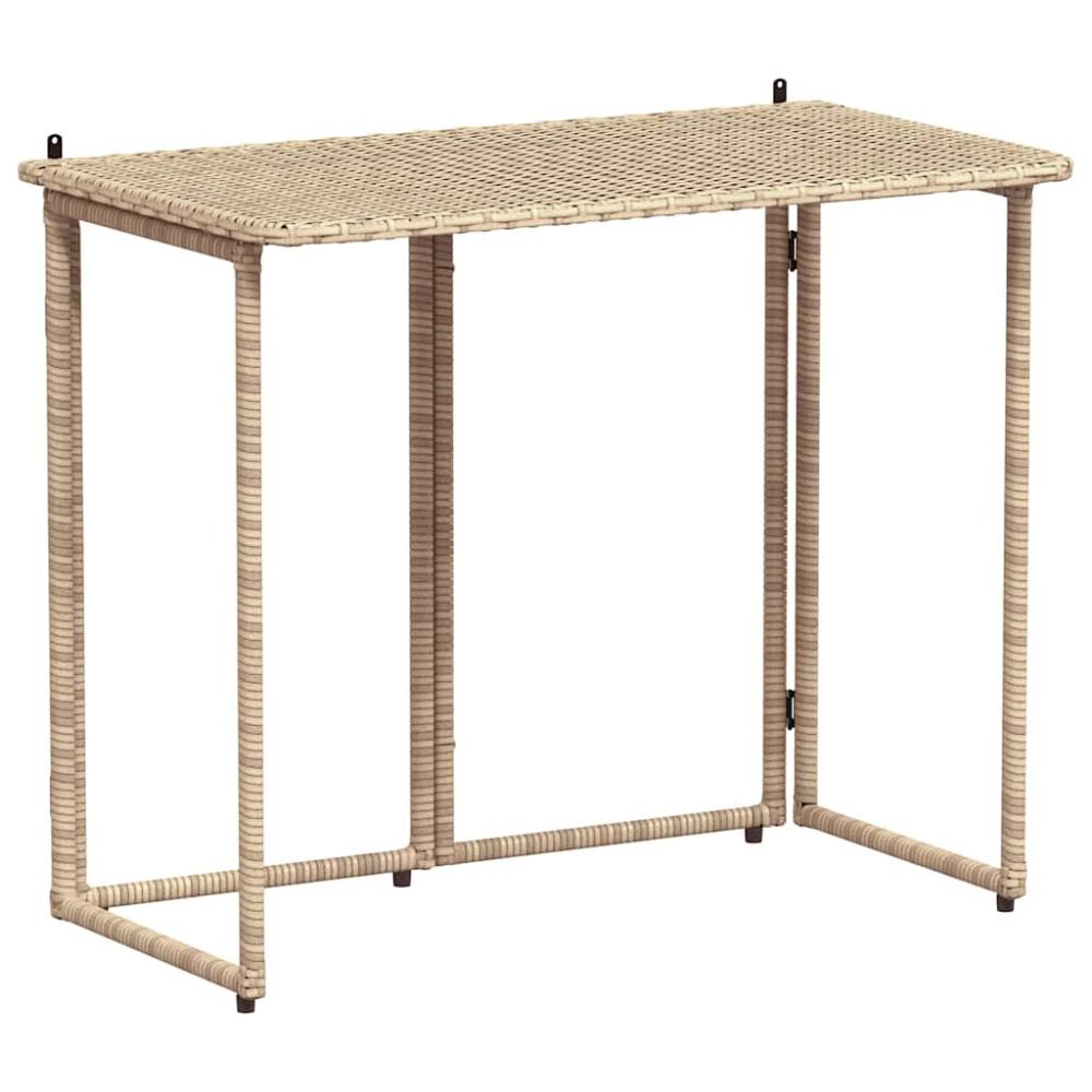 Produktbild för hopfällbart trädgårdsbord beige 90x51x75 cm konstrotting