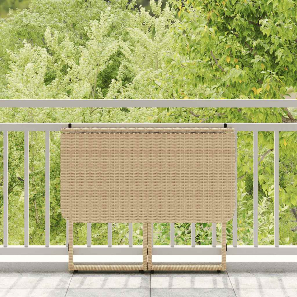 Produktbild för hopfällbart trädgårdsbord beige 90x51x75 cm konstrotting
