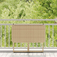 Produktbild för hopfällbart trädgårdsbord beige 90x51x75 cm konstrotting