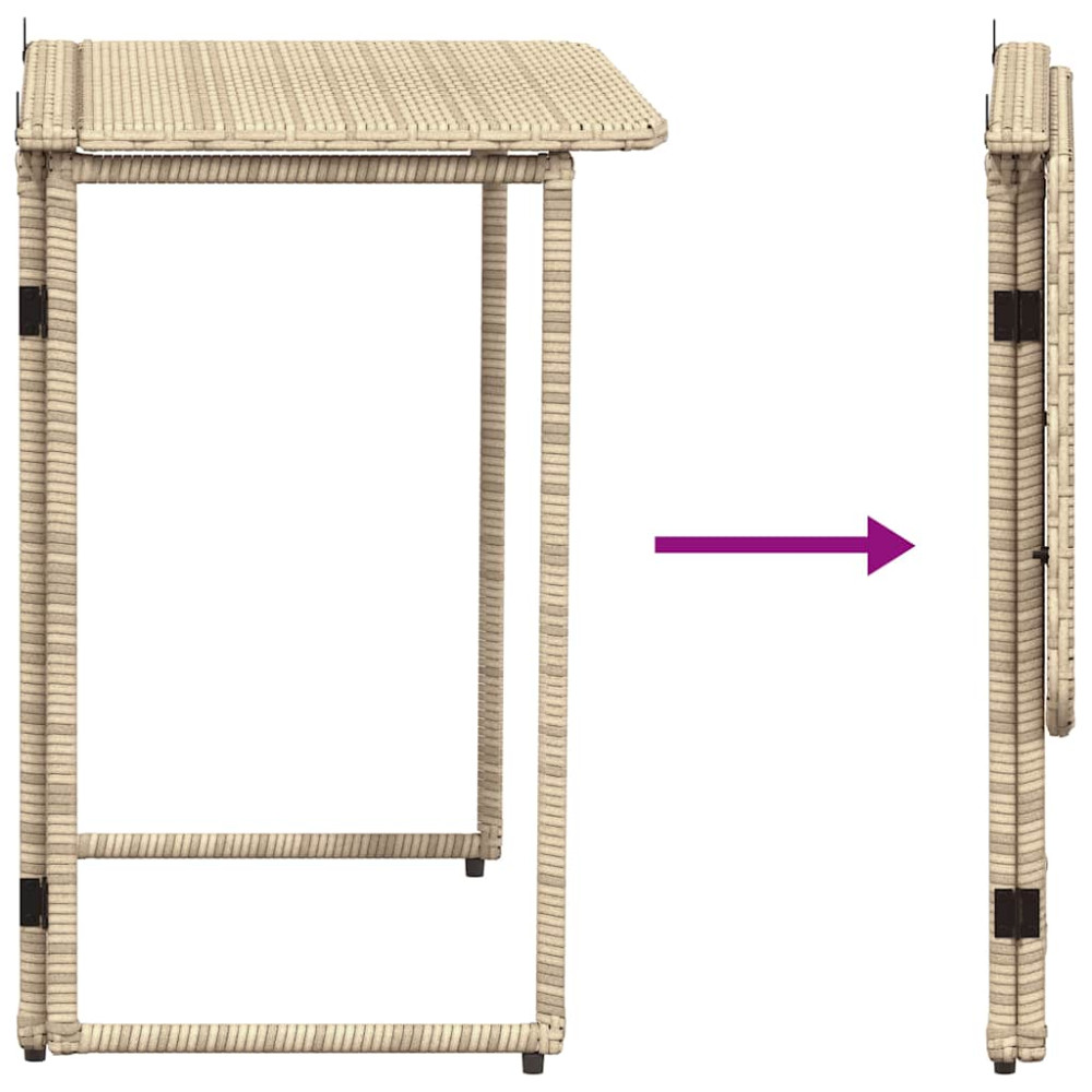 Produktbild för hopfällbart trädgårdsbord beige 90x51x75 cm konstrotting