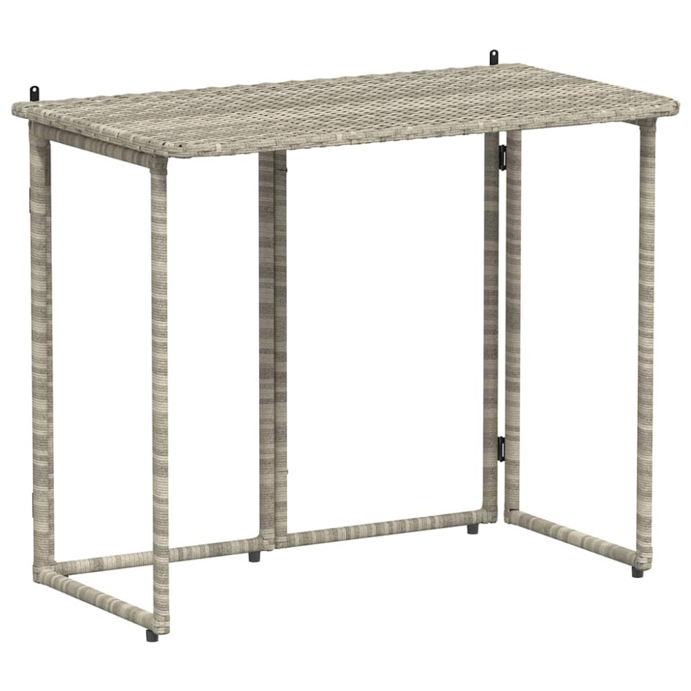 Produktbild för Hopfällbart trädgårdsbord ljusgrå 90x51x75 cm konstrotting