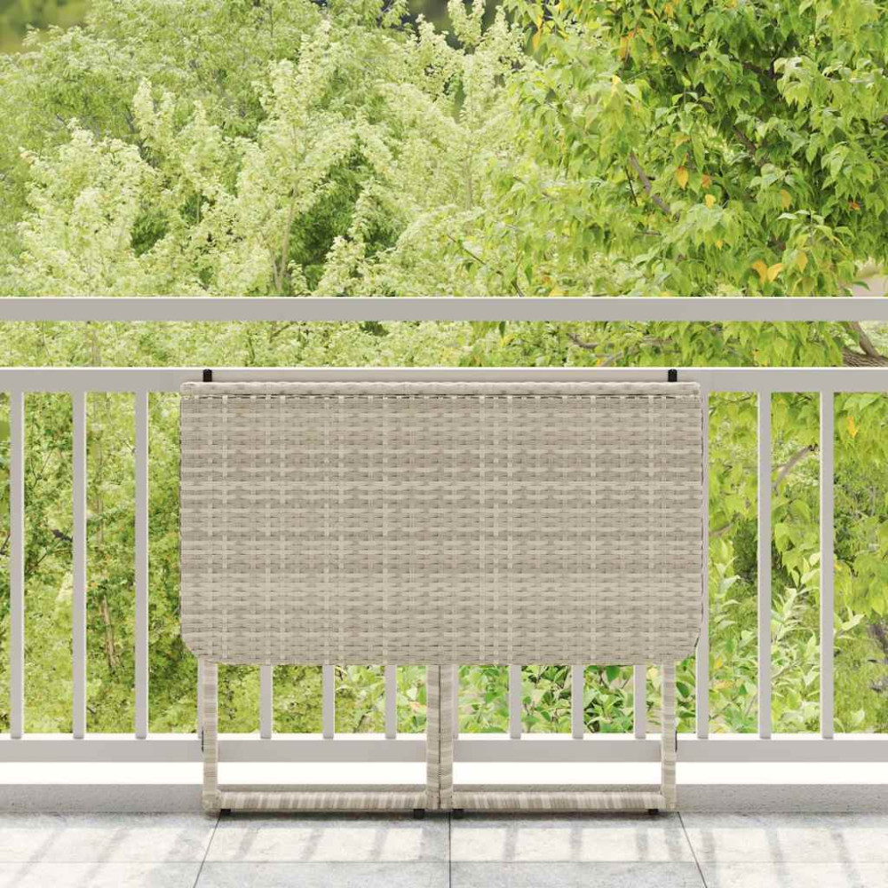 Produktbild för Hopfällbart trädgårdsbord ljusgrå 90x51x75 cm konstrotting