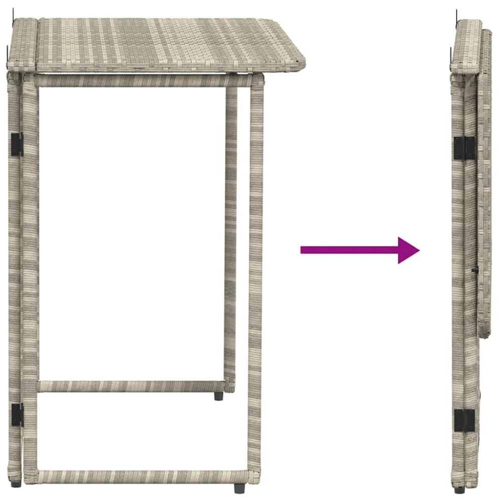 Produktbild för Hopfällbart trädgårdsbord ljusgrå 90x51x75 cm konstrotting