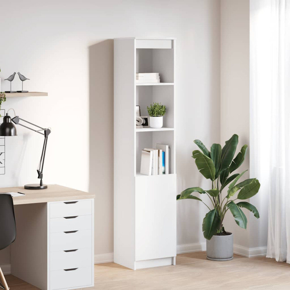 Produktbild för Highboard vit 37,5x35x180 cm konstruerat trä