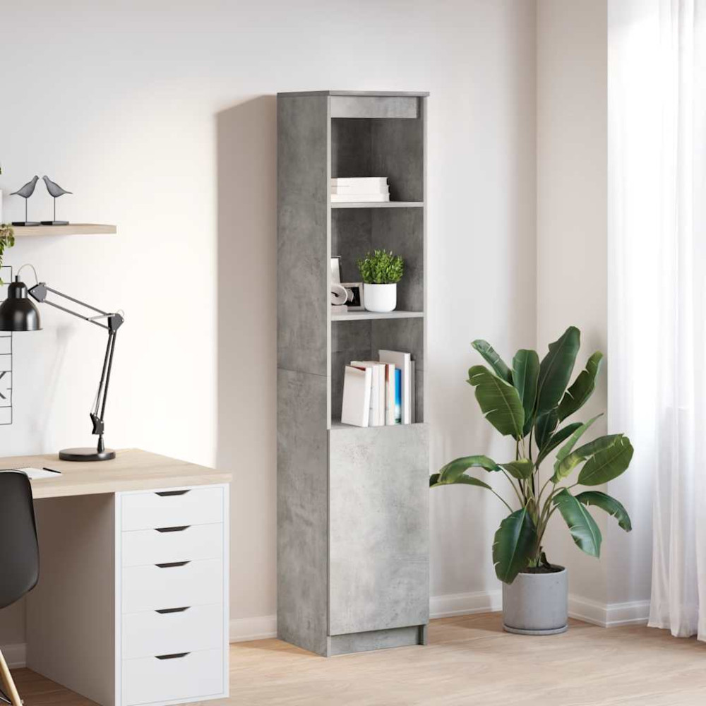 Produktbild för högskåp betong grå 37,5x35x180 cm konstruerat trä