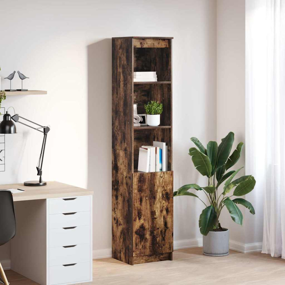 Produktbild för Highboard rökt ek 37,5x35x180 cm konstruerat trä