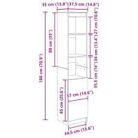 Produktbild för Highboard rökt ek 37,5x35x180 cm konstruerat trä