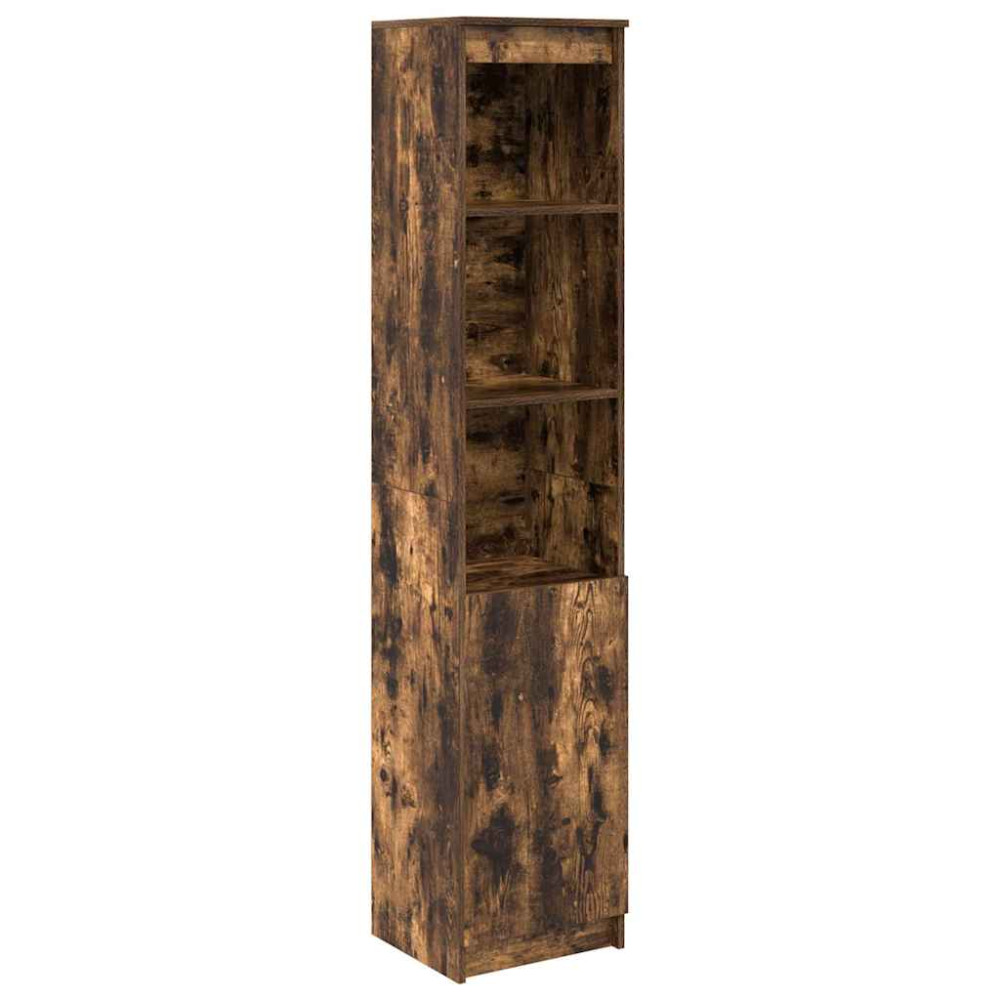 Produktbild för Highboard rökt ek 37,5x35x180 cm konstruerat trä