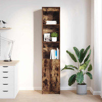 Produktbild för Highboard rökt ek 37,5x35x180 cm konstruerat trä