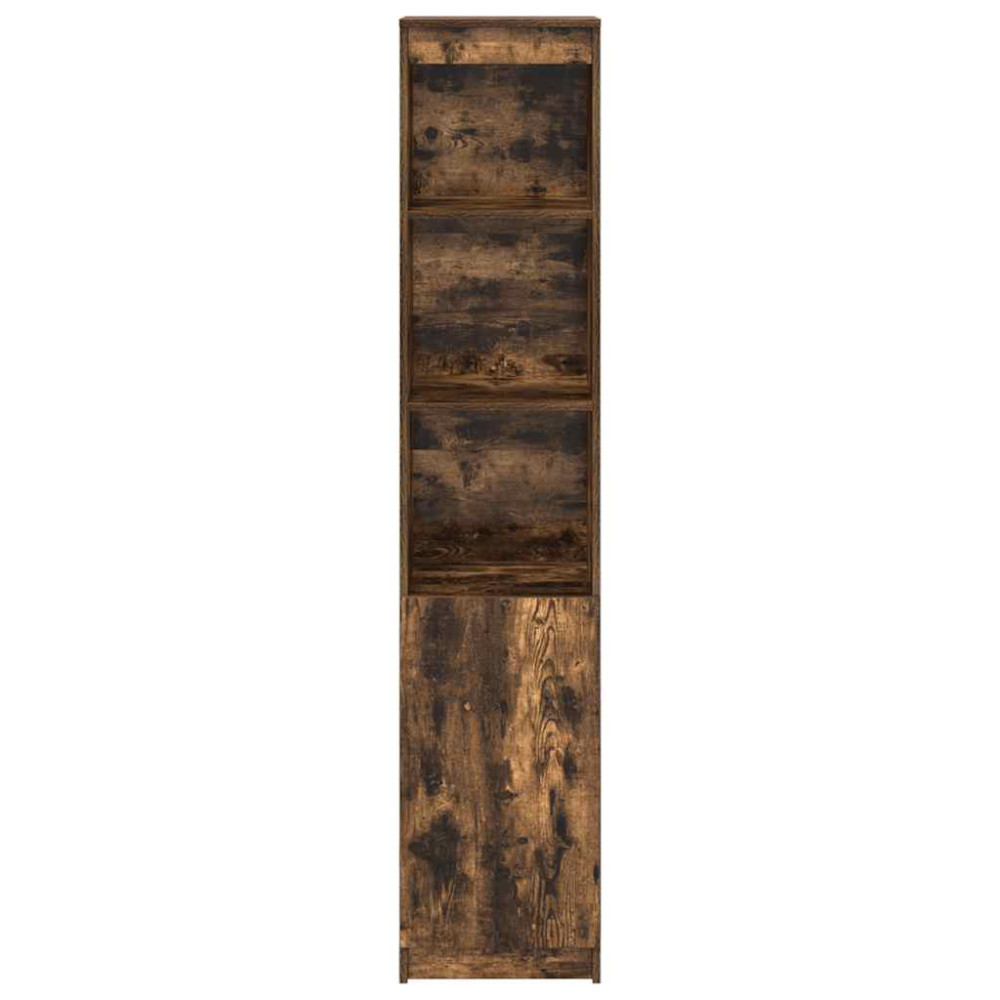 Produktbild för Highboard rökt ek 37,5x35x180 cm konstruerat trä