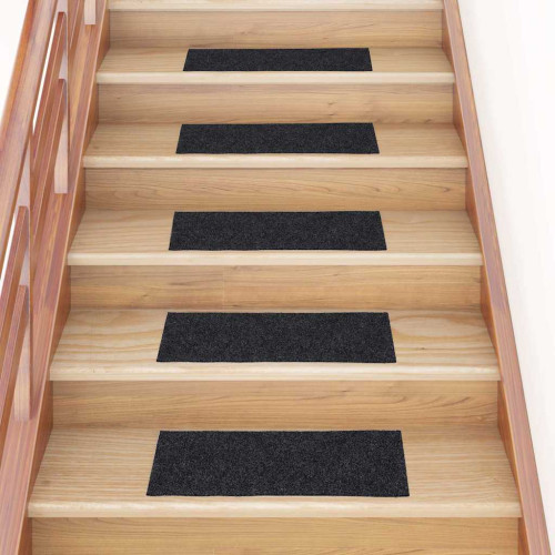 vidaXL Trappmattor självhäftande 30 st 60x25 cm mörkgrå rektangulära