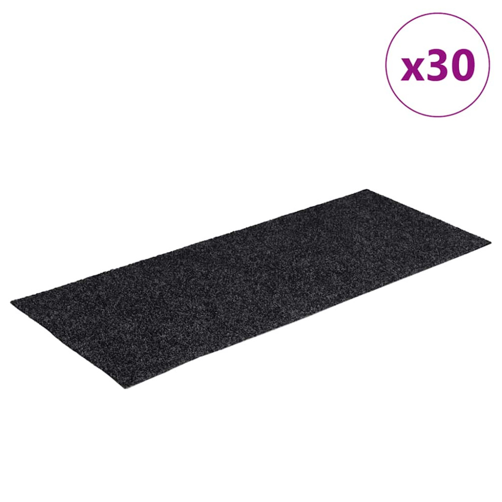 Produktbild för Trappmattor självhäftande 30 st 60x25 cm mörkgrå rektangulära