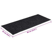 Produktbild för Trappmattor självhäftande 30 st 60x25 cm mörkgrå rektangulära