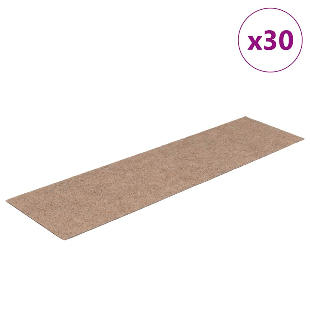 Produktbild för Trappmattor självhäftande 30 st 76x20 cm ljusbruna rektangulära