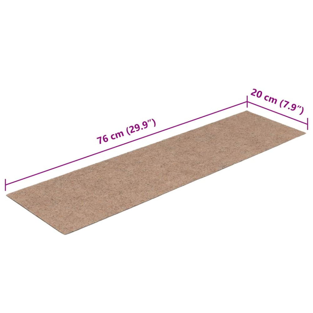 Produktbild för Trappmattor självhäftande 30 st 76x20 cm ljusbruna rektangulära