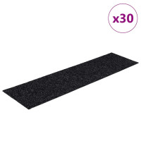 Produktbild för Trappmattor självhäftande 30 st 76x20 cm svarta rektangulära