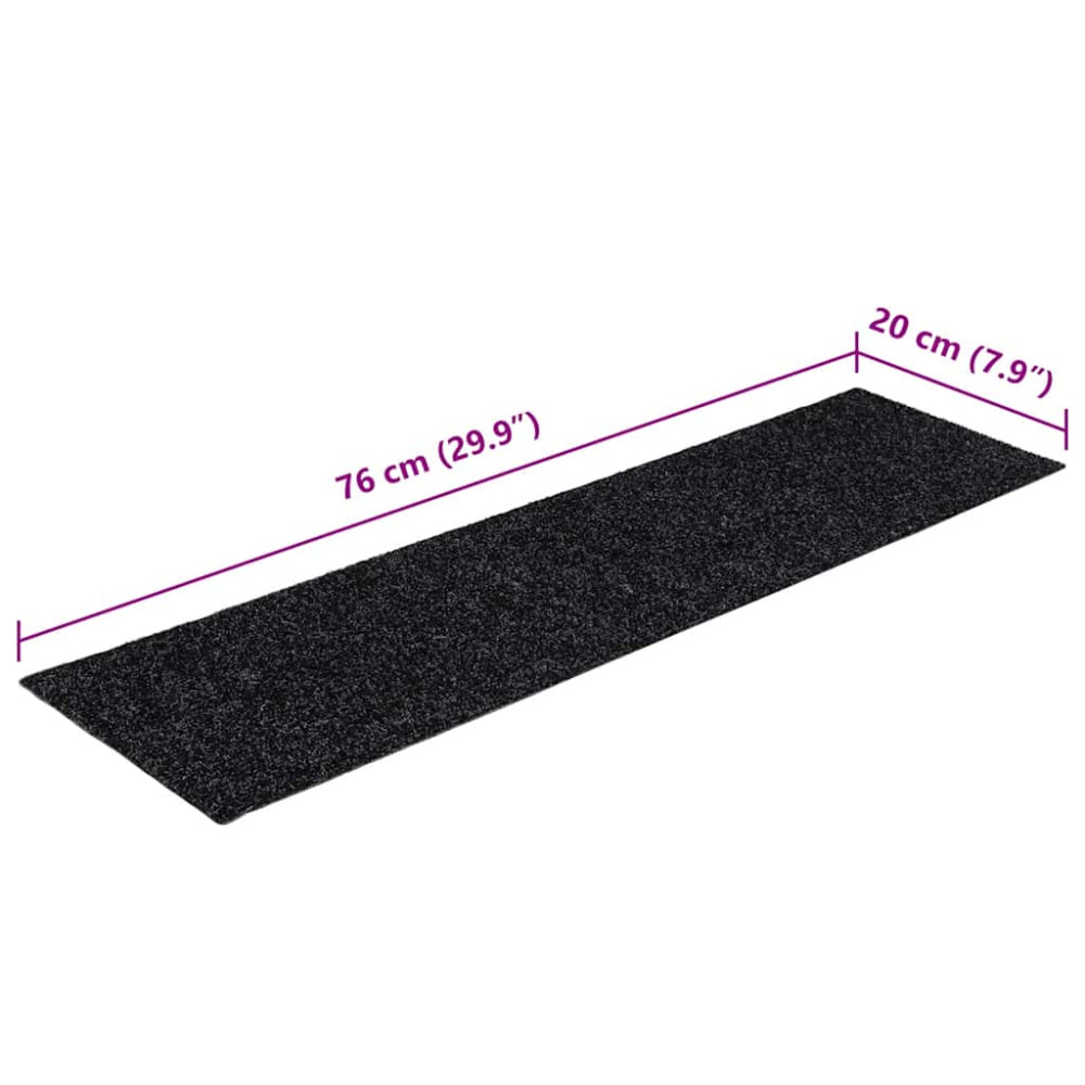 Produktbild för Trappmattor självhäftande 30 st 76x20 cm svarta rektangulära